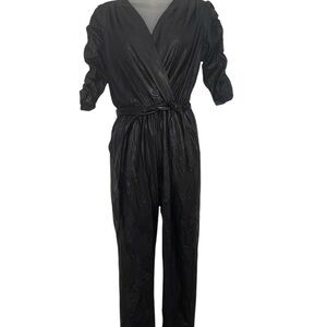 Amanda Uprichard X Pyrmd Black Vegan Leather Jumpsuit
